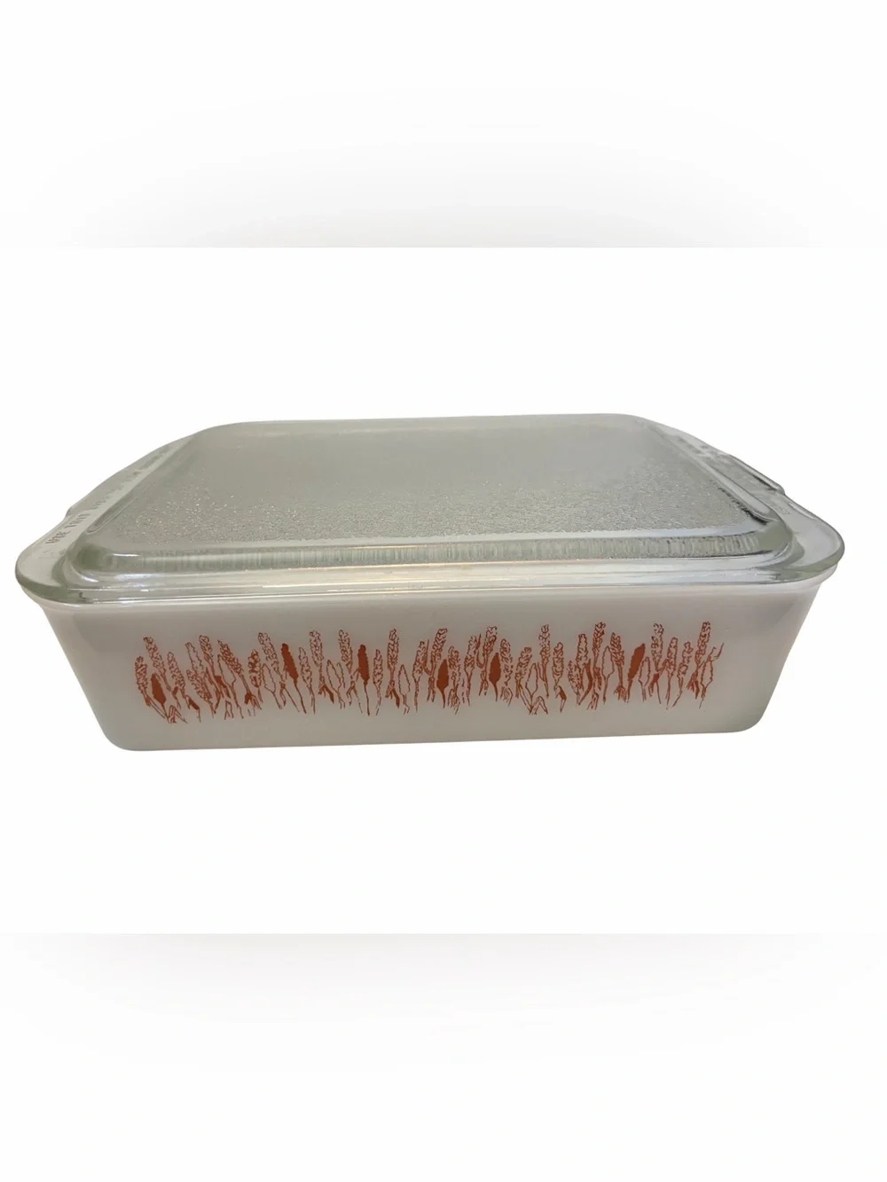 Vintage Proctor-Silex Milk Glass 10” Casserole Dish Original Lid Wheat Pattern